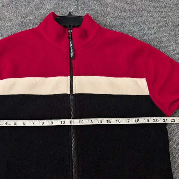 LAUREN RALPH LAUREN Jacket Men's M Red White Black Fleece Zip Track Long‎ Sleeve - Picture 10 of 11